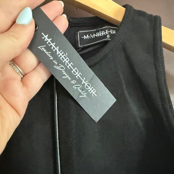 MANIERE DE VOIR | Faux Suede Piped Sleeveless High Neck Tank  | Size 4 / UK 8 - Picture 6 of 7